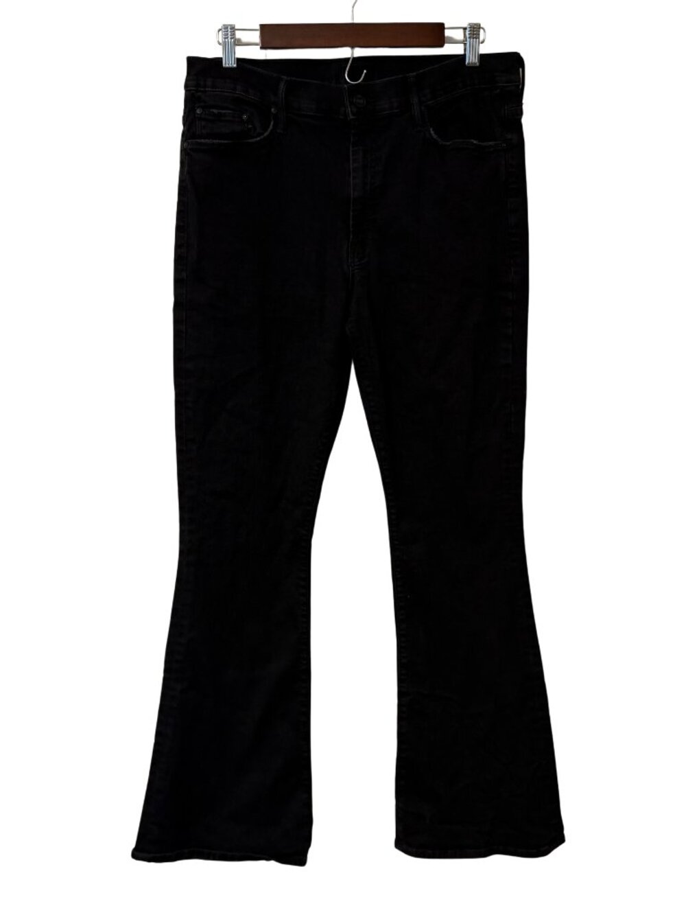Mother Womens The Weekender Jeans 34 Black Not Guilty Mid Rise Flare Leg